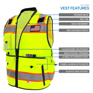 FrogWear® HV Ultra-Rugged High-Visibility Premium Surveyors Safety Vest - GLO-096 - Image 6