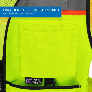 FrogWear® HV Ultra-Rugged High-Visibility Premium Surveyors Safety Vest - GLO-096 - Image 11