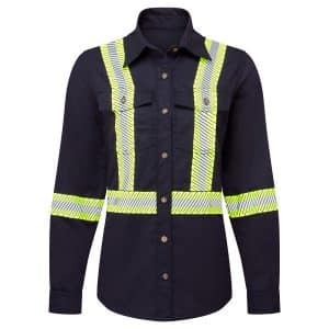 IFR Flame Resistant Women's Ultrasoft 7oz Deluxe Segmented Striped Work shirt